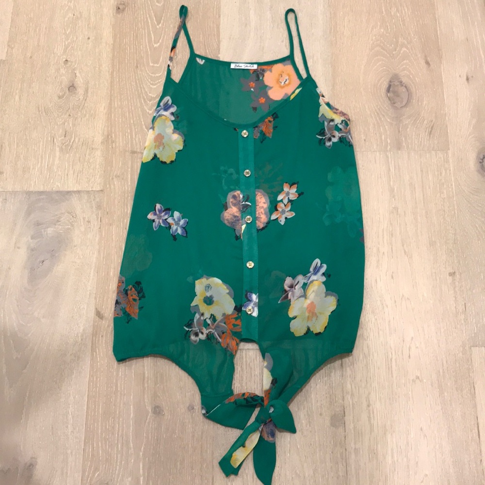 Small, tie-front floral top